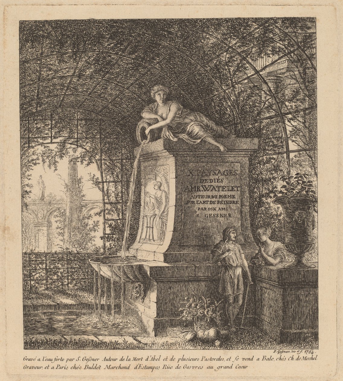 Bir Yazlık Evdeki Çeşme by Salomon Gessner