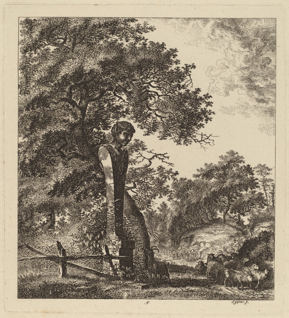 Bir Keçi Sürüsü ve Bir Herm ile Ormanlık Manzara, 1764. by Salomon Gessner