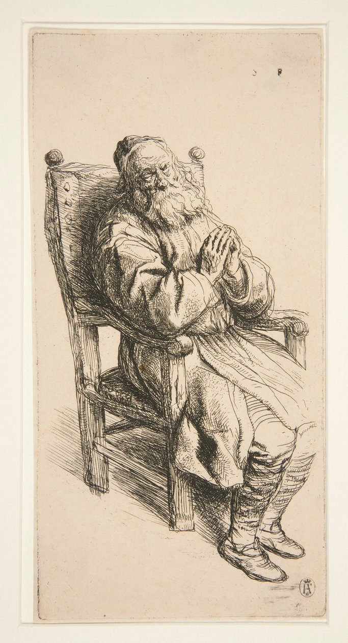 Koltukta Uyuyan Yaşlı Adam by Salomon Koninck
