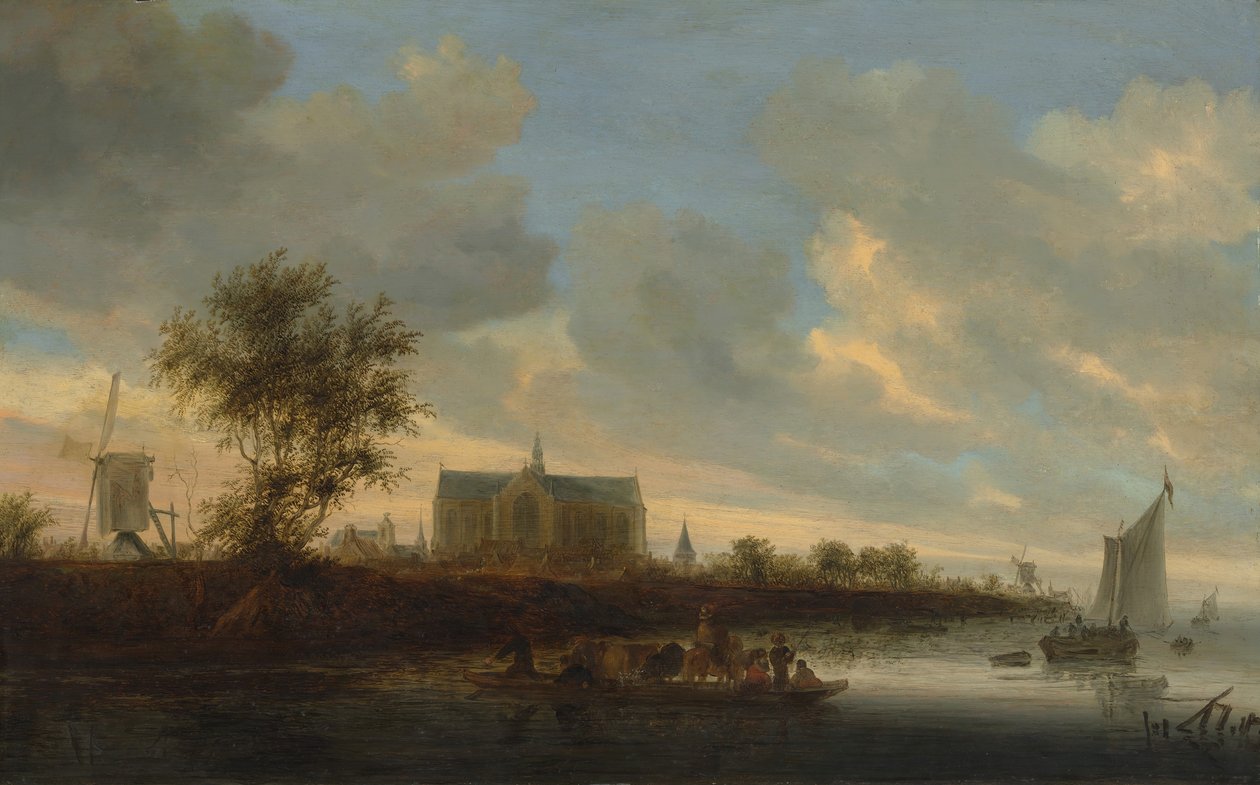 Alkmaar kasabasının görünümü. by Salomon Ruysdael