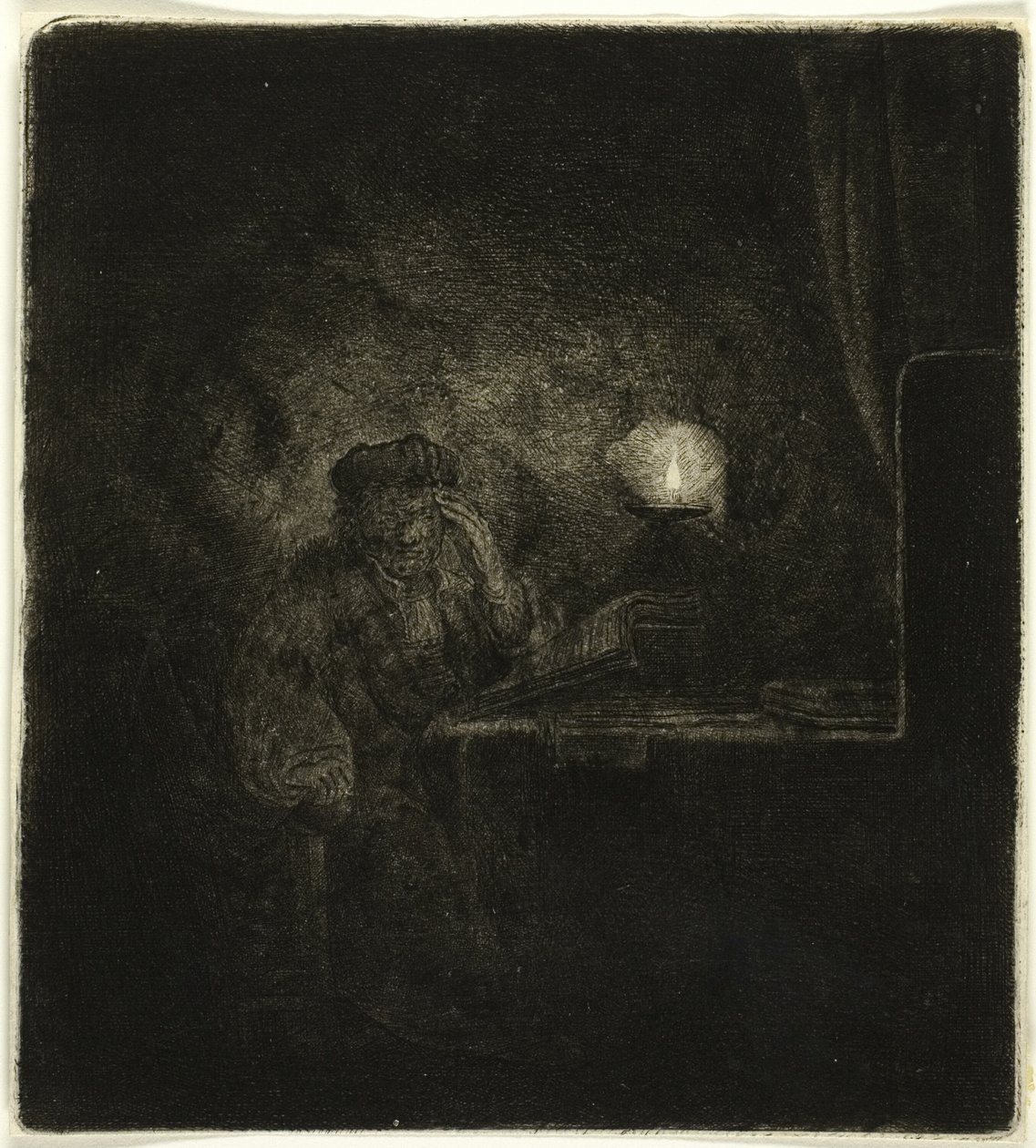 Mum Işığında Bir Masada Öğrenci by Salomon Savery