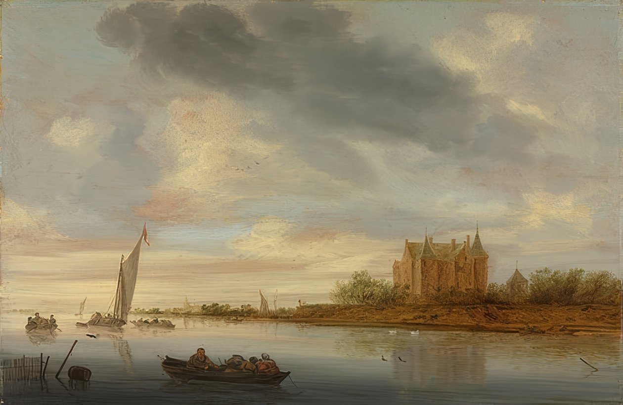 Bir nehir üzerinde kale. 1644 by Salomon van Ruisdael or Ruysdael