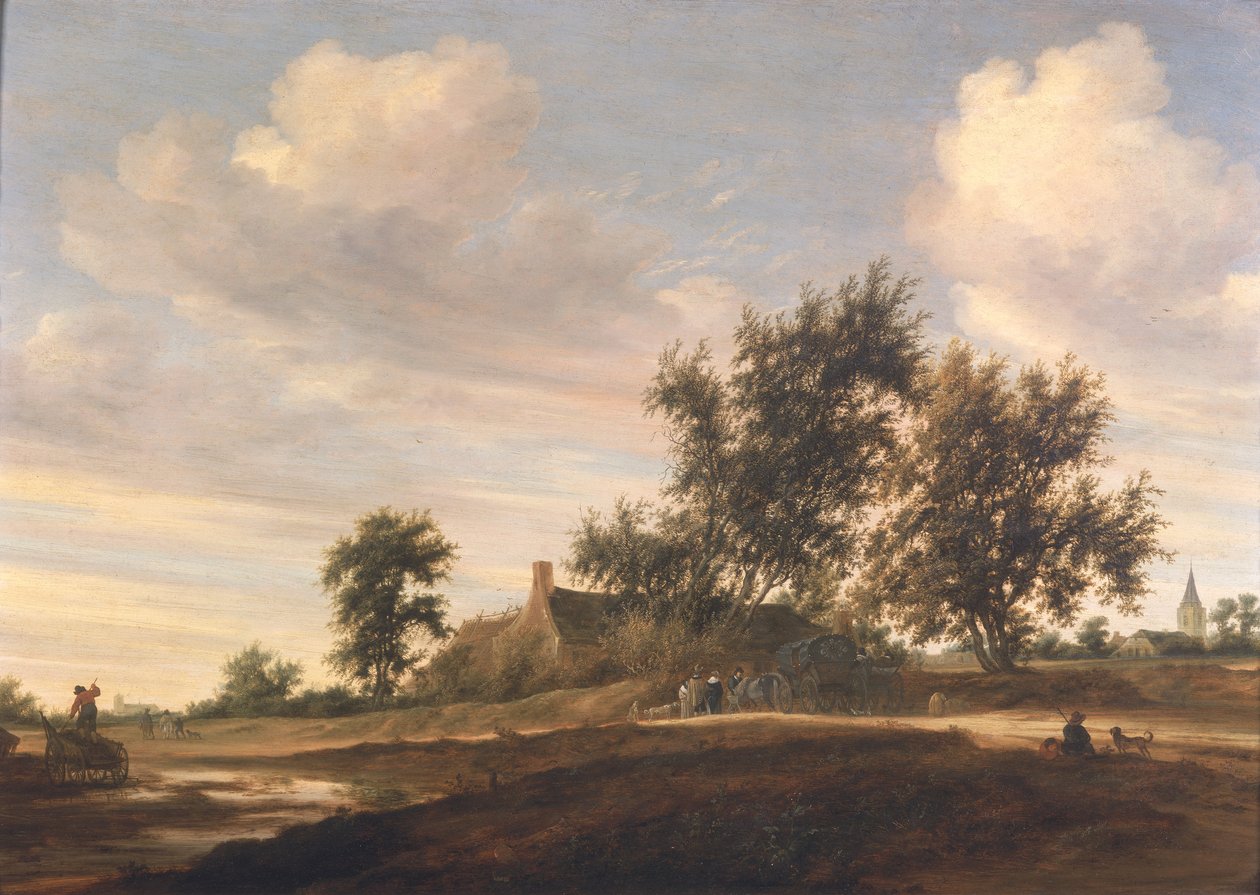 Geniş ormanlık manzara by Salomon van Ruisdael or Ruysdael