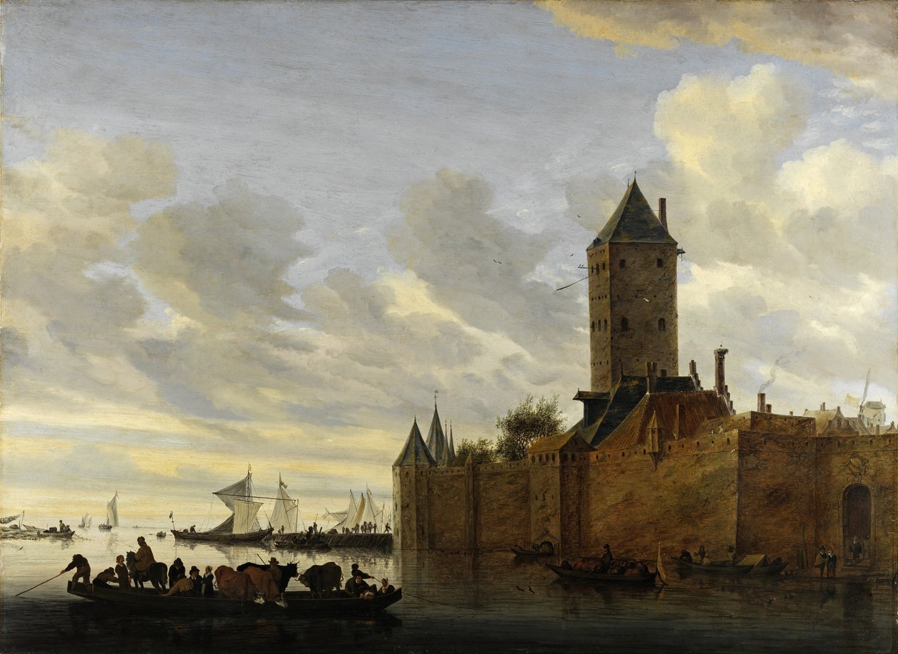 Müstahkem Kasabalı Nehir Halici by Salomon van Ruisdael or Ruysdael