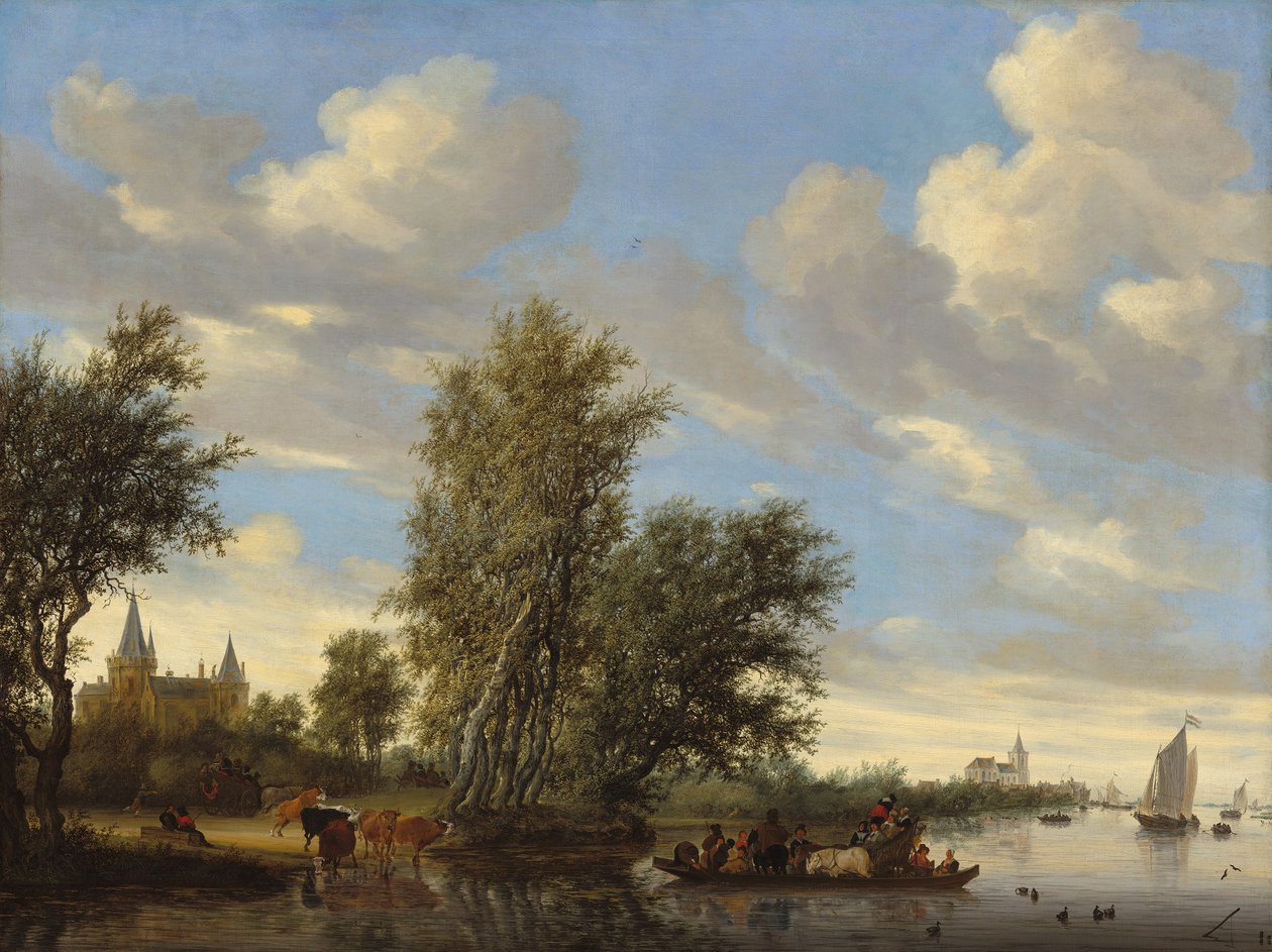 Feribot ile Nehir Manzarası by Salomon van Ruisdael or Ruysdael