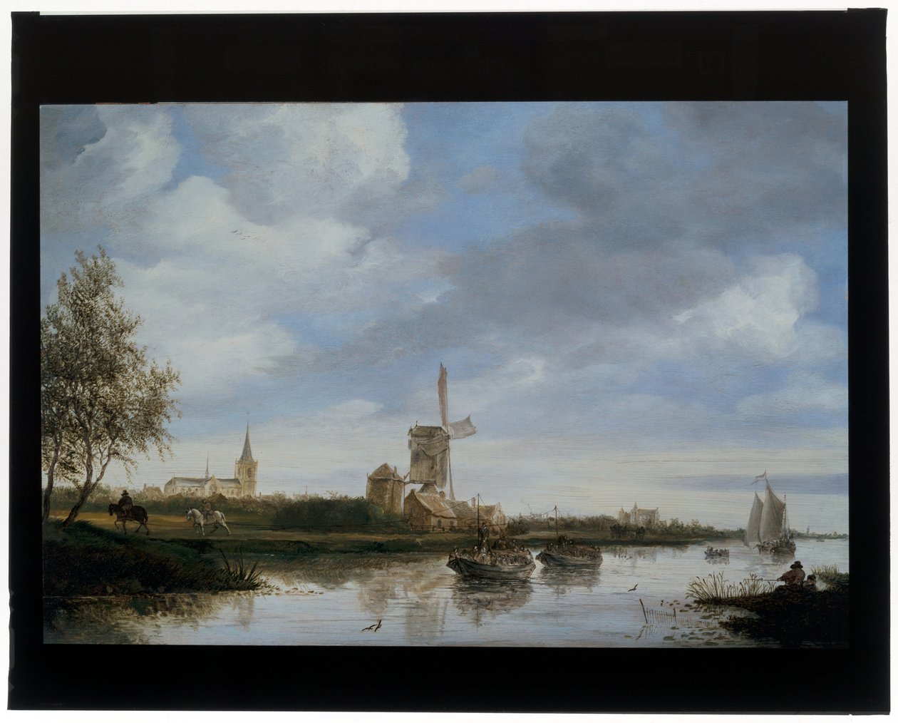 Yel değirmeni ile nehir manzarası by Salomon van Ruisdael or Ruysdael