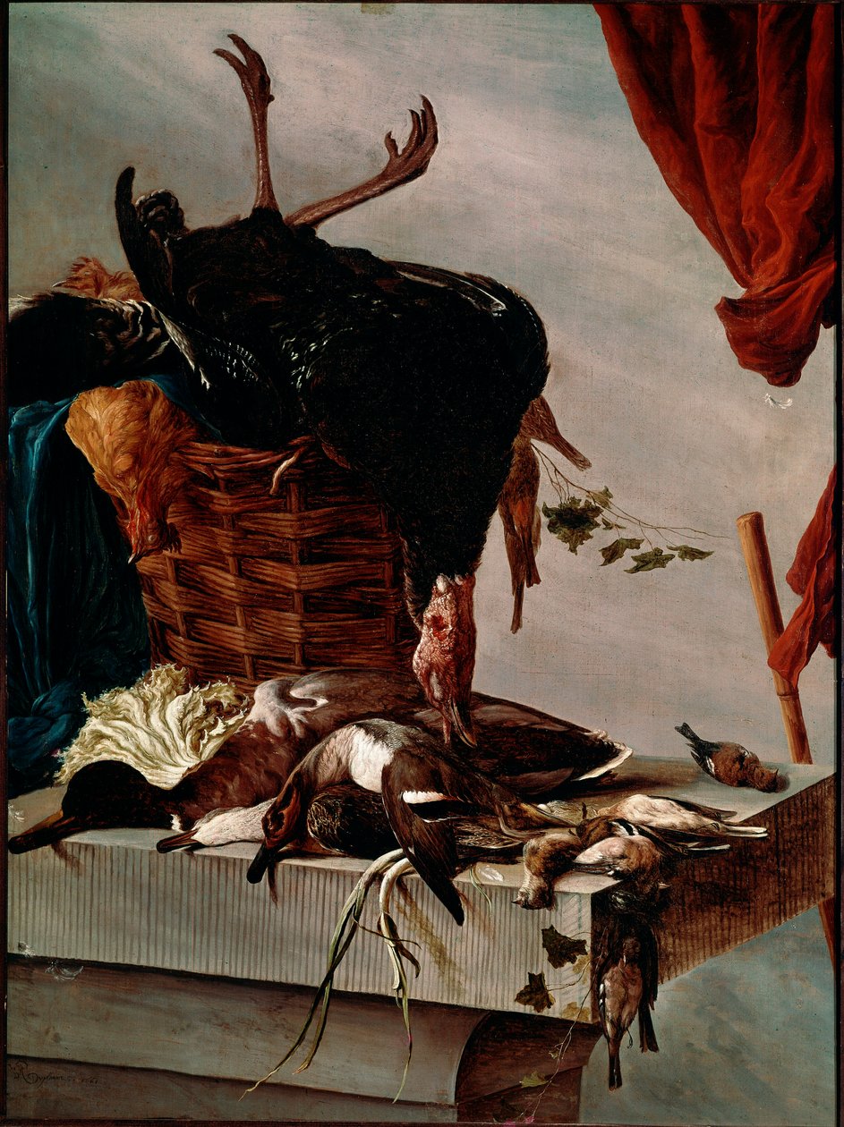 Türkiye ile Natürmort Resim Salomon Van Ruysdael veya Ruisdael (1600-1670) 1661 Dim. 112x85 cm Paris, Louvre Müzesi by Salomon van Ruisdael or Ruysdael