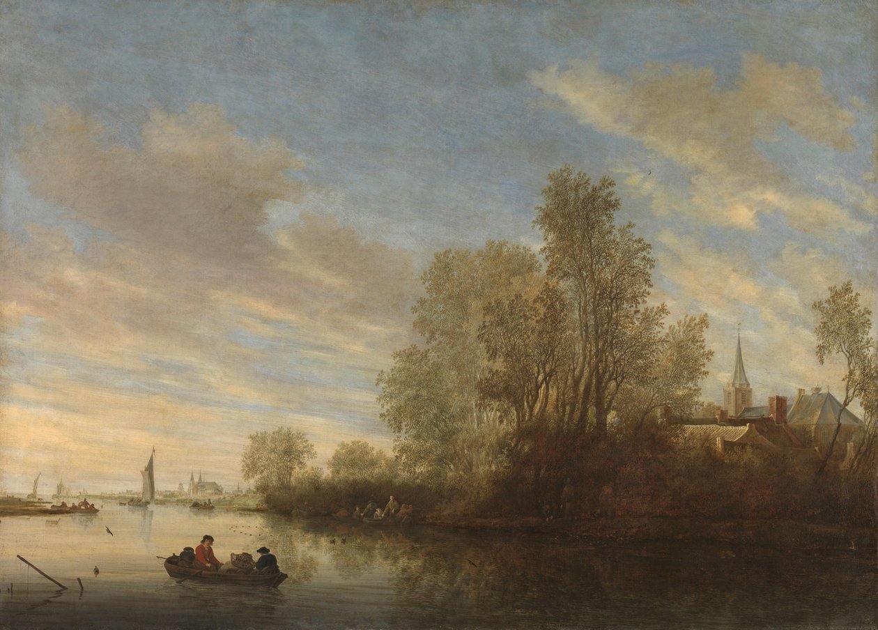 Deventer yakınında nehir manzarası by Salomon van Ruysdael