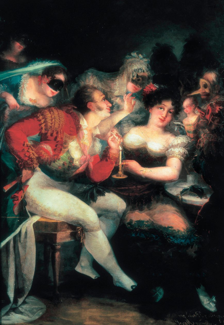 Karnaval Sırasında Bir Kafe, detay, c. 1824-25 (tuval üzerine yağlı boya) by Salvador Mayol