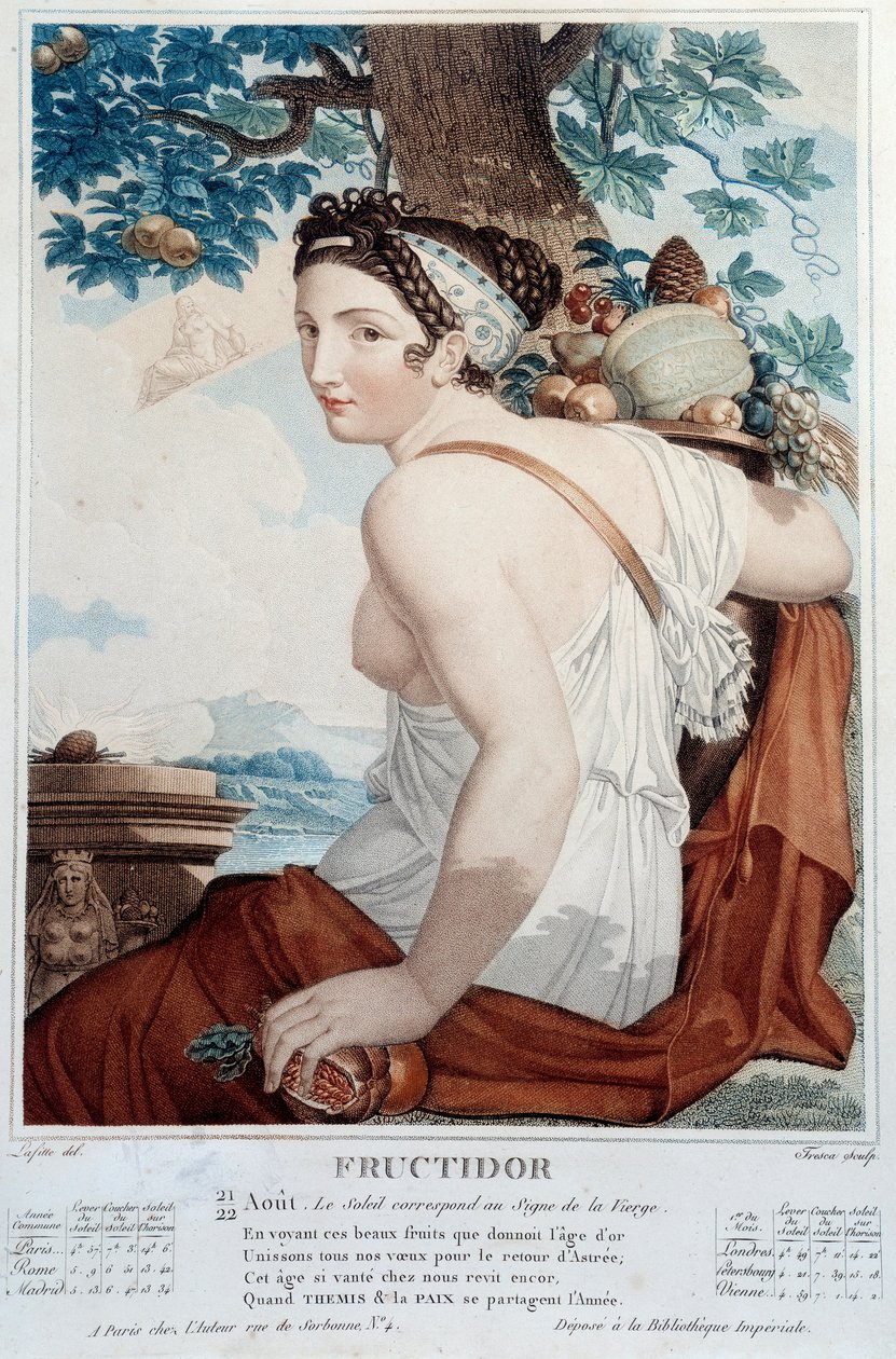 21 - 22 Ağustos arasındaki devrim takvimi: “” Fructidor: Güneş Bakire burcunda” by Salvadore Tresca