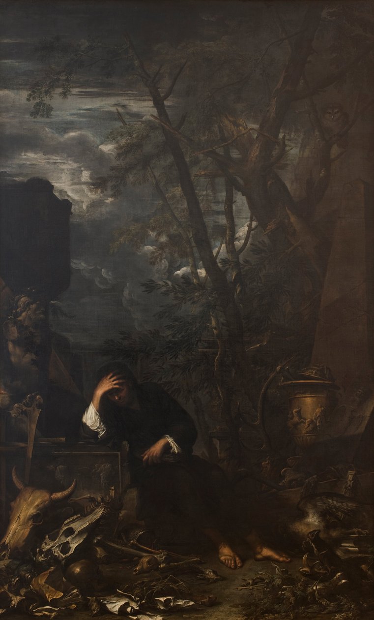 Demokritos Meditasyonu by Salvator Rosa