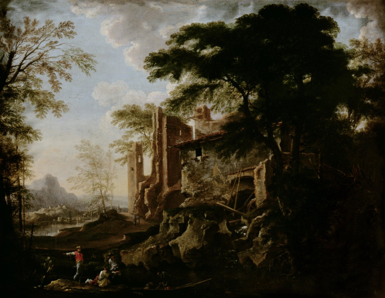 Su Değirmeni ile Peyzaj by Salvator Rosa