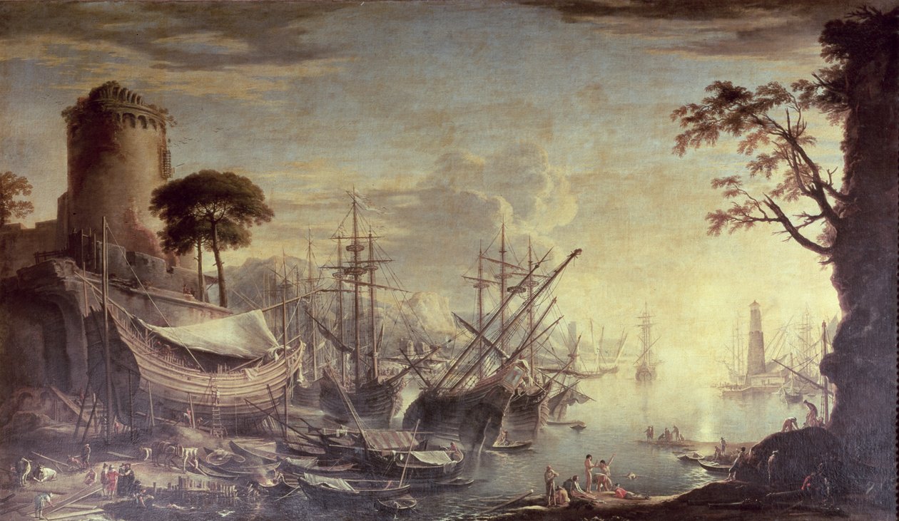 Gün batımında liman by Salvator Rosa