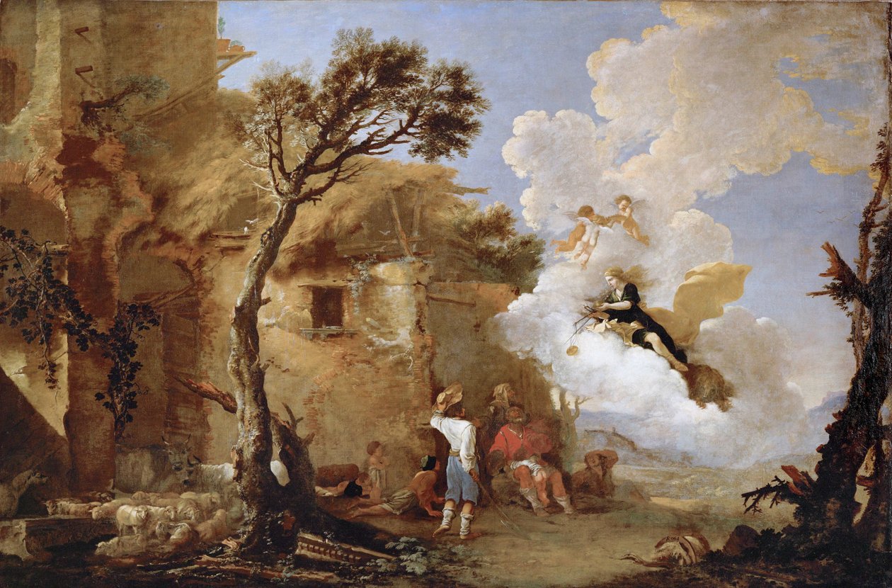 Astraea, Tarım ve Bereket Tanrıçası (tuval üzerine resim) by Salvator Rosa