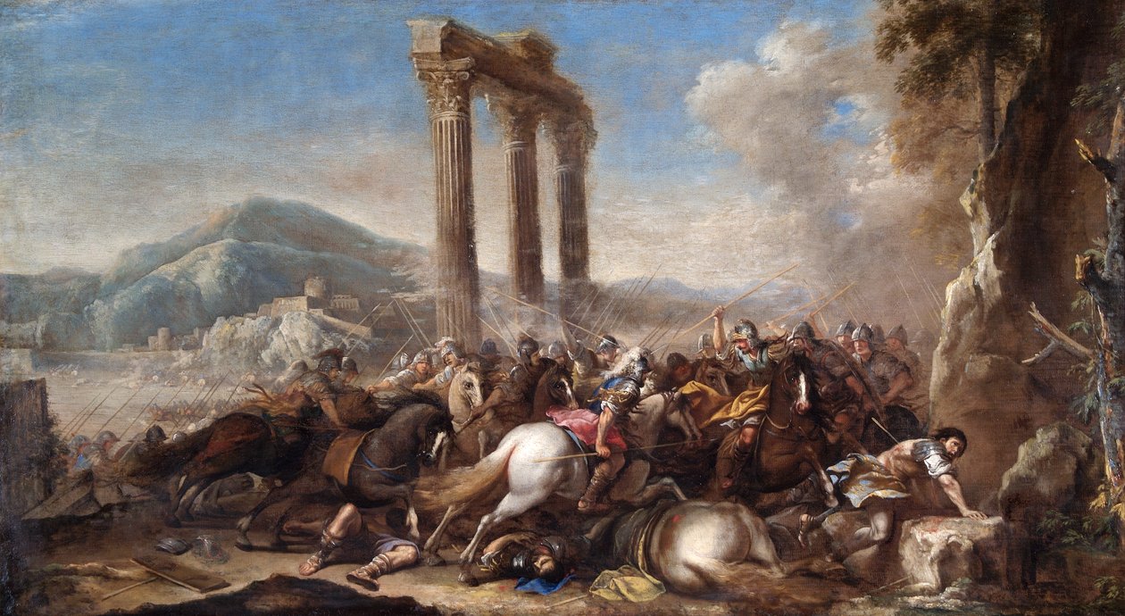 Klasik Sütunlu Savaş Sahnesi by Salvator Rosa