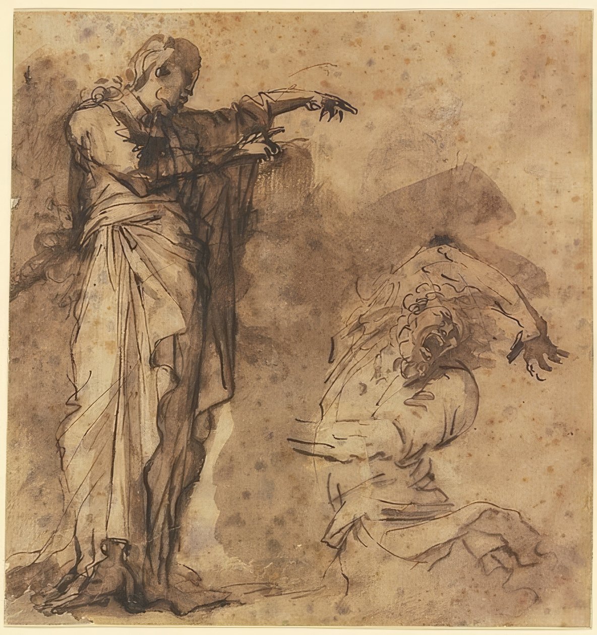 Ele geçirilmiş bir adamı iyileştiren İsa için tasarım by Salvator Rosa