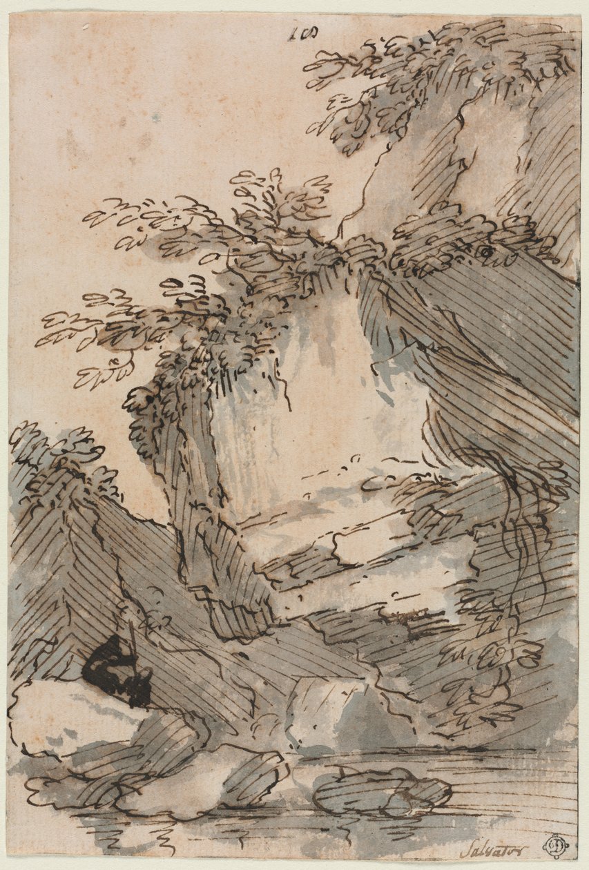 Kayalık Bir Havuzdan Rakamlar by Salvator Rosa