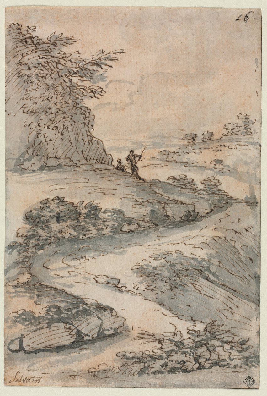 Dolambaçlı Bir Yoldaki Rakamlar by Salvator Rosa