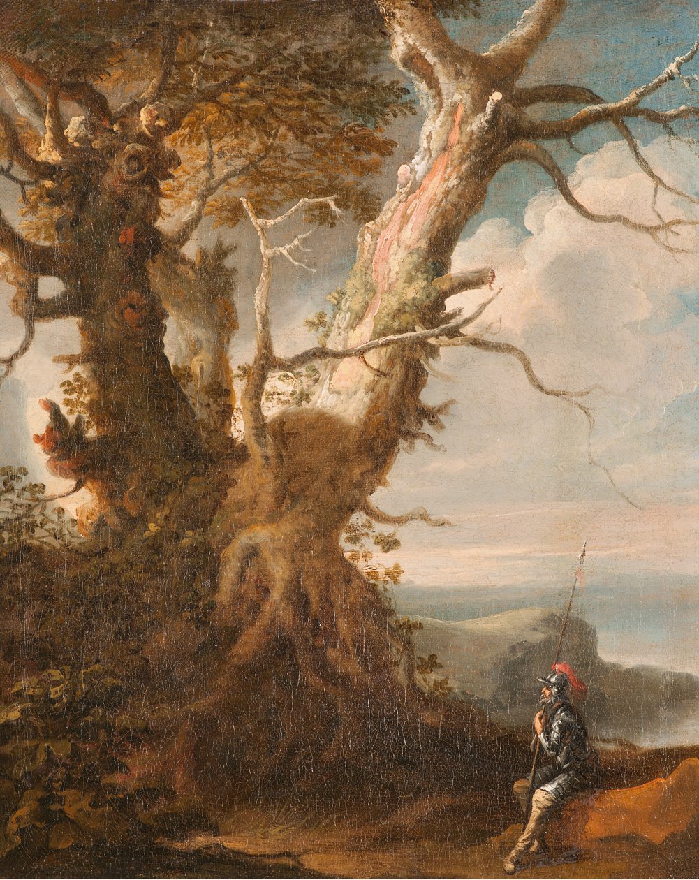 Halberdier ile manzara by Salvator Rosa