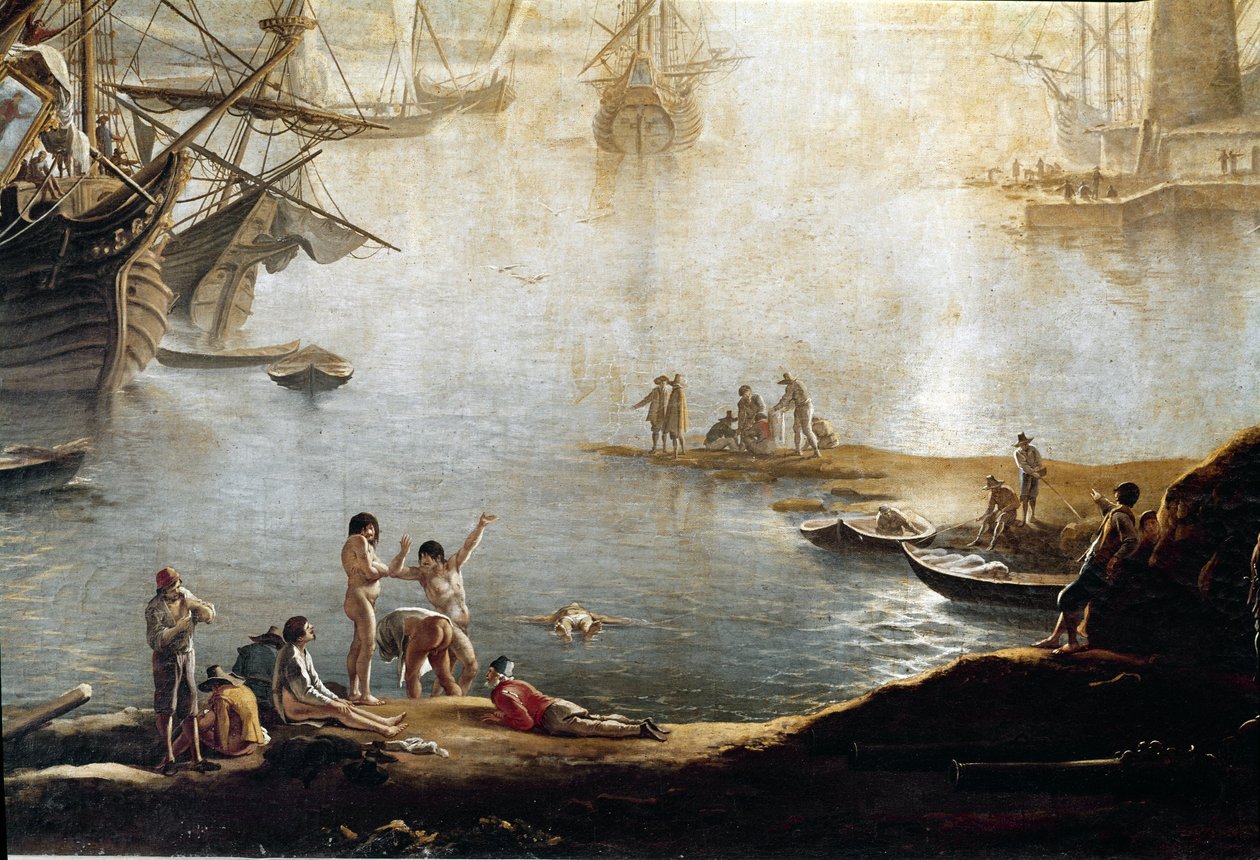 Limanın marinası, detay (tuval üzerine yağlı boya by Salvator Rosa