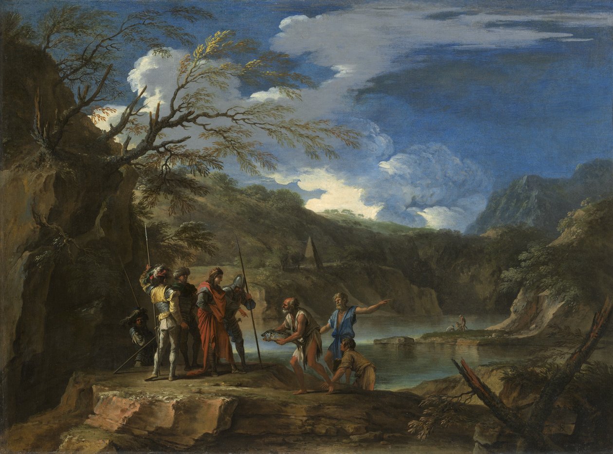 Polycrates ve Balıkçı, c.1664 by Salvator Rosa