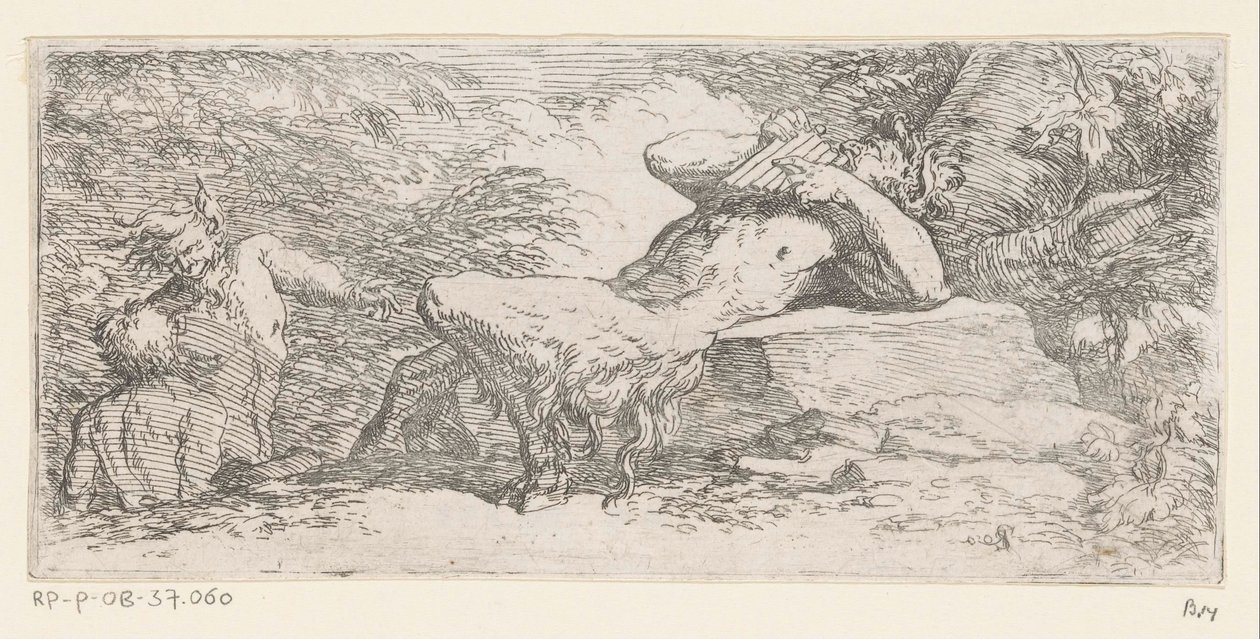 Pan flüt ile satir Tritonlar ve Nehir Tanrıları (dizi başlığı) by Salvator Rosa