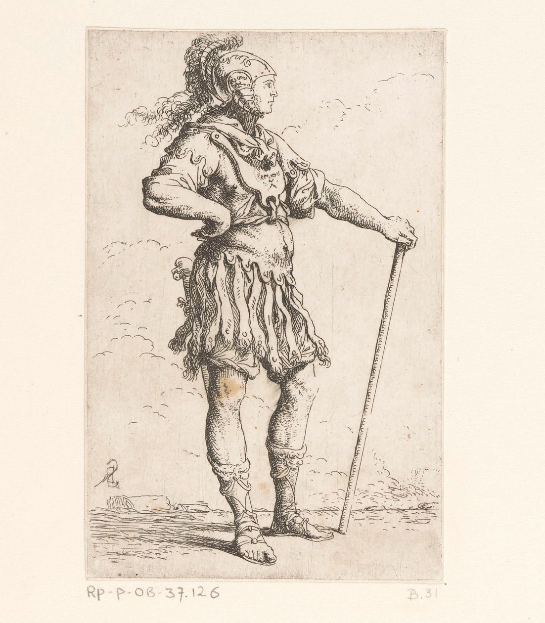 Bir sopa ile asker Küçük rakamlar (dizi adı) Heykelcik (seri adı) by Salvator Rosa