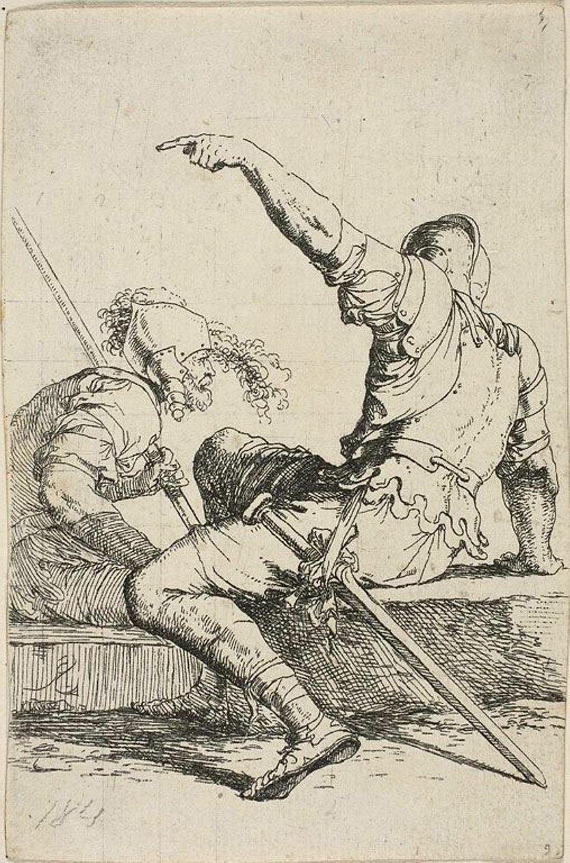 Alçak Kayalarda Oturan İki Savaşçı by Salvator Rosa