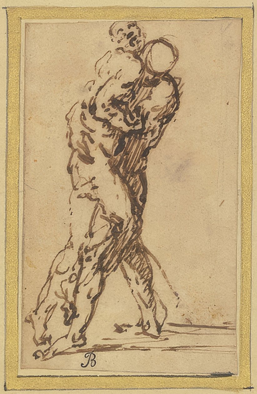 iki güreşçi by Salvator Rosa