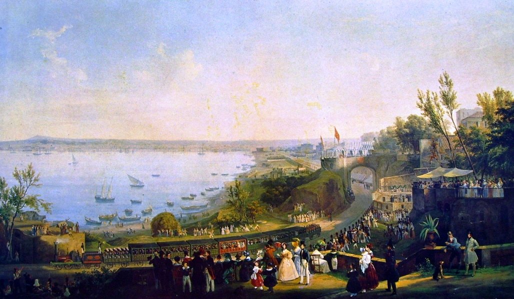 Napoli-Portici demiryolunun açılışı, 1840. by Salvatore Fergola