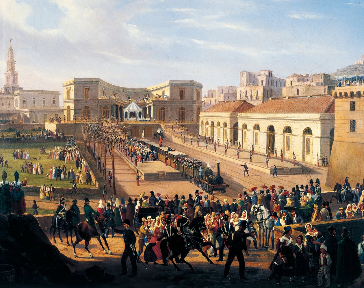 Napoli-Portici Demiryolunun Açılışı, Ekim by Salvatore Fergola