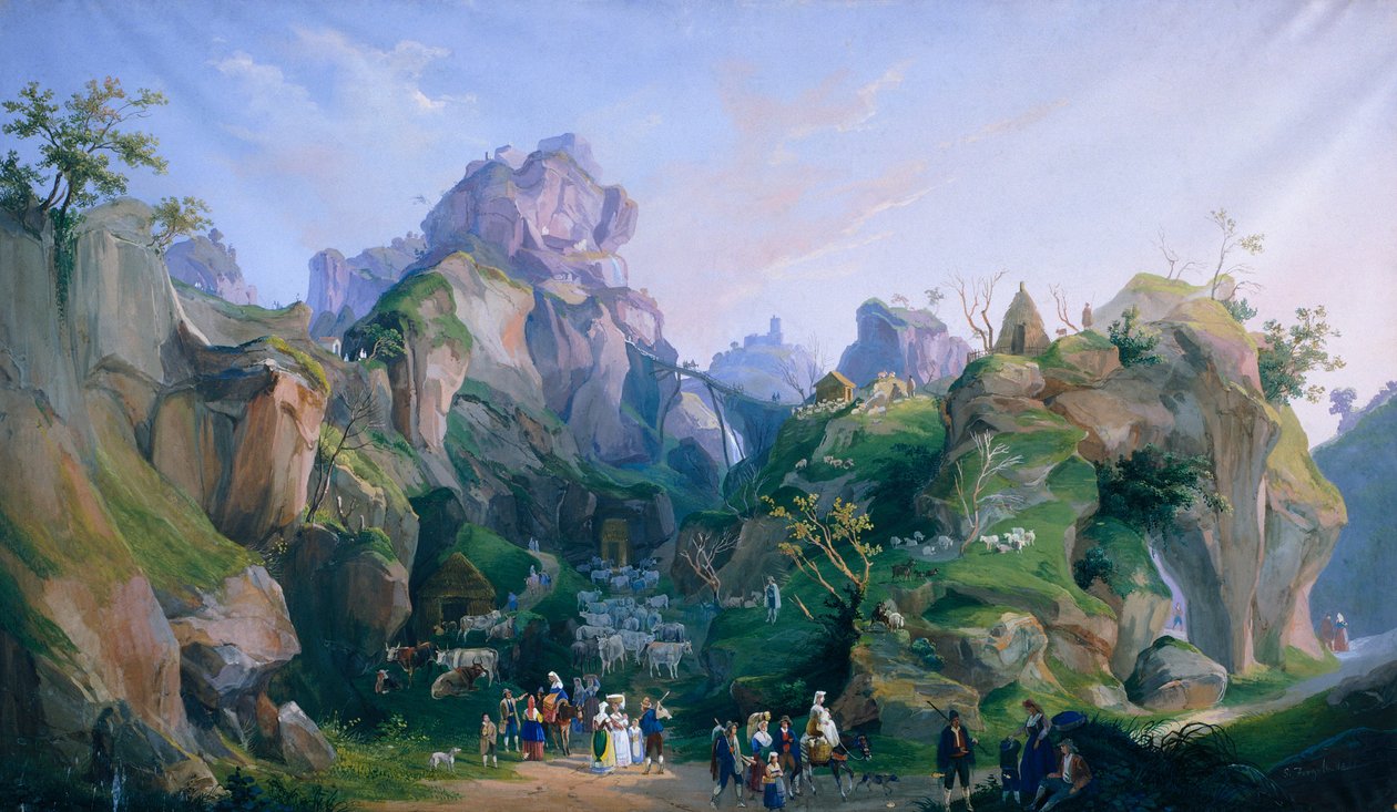 Salvatore Fergola (1799-1874), Caserta Kraliyet Sarayı tarafından Ferdinand II Kraliyet Doğum Sahnesi by Salvatore Fergola