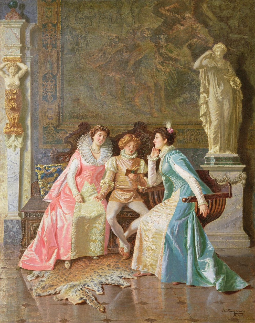 Okuma, c.1890 (tuval üzerine yağlı boya) by Salvatore Frangiamore