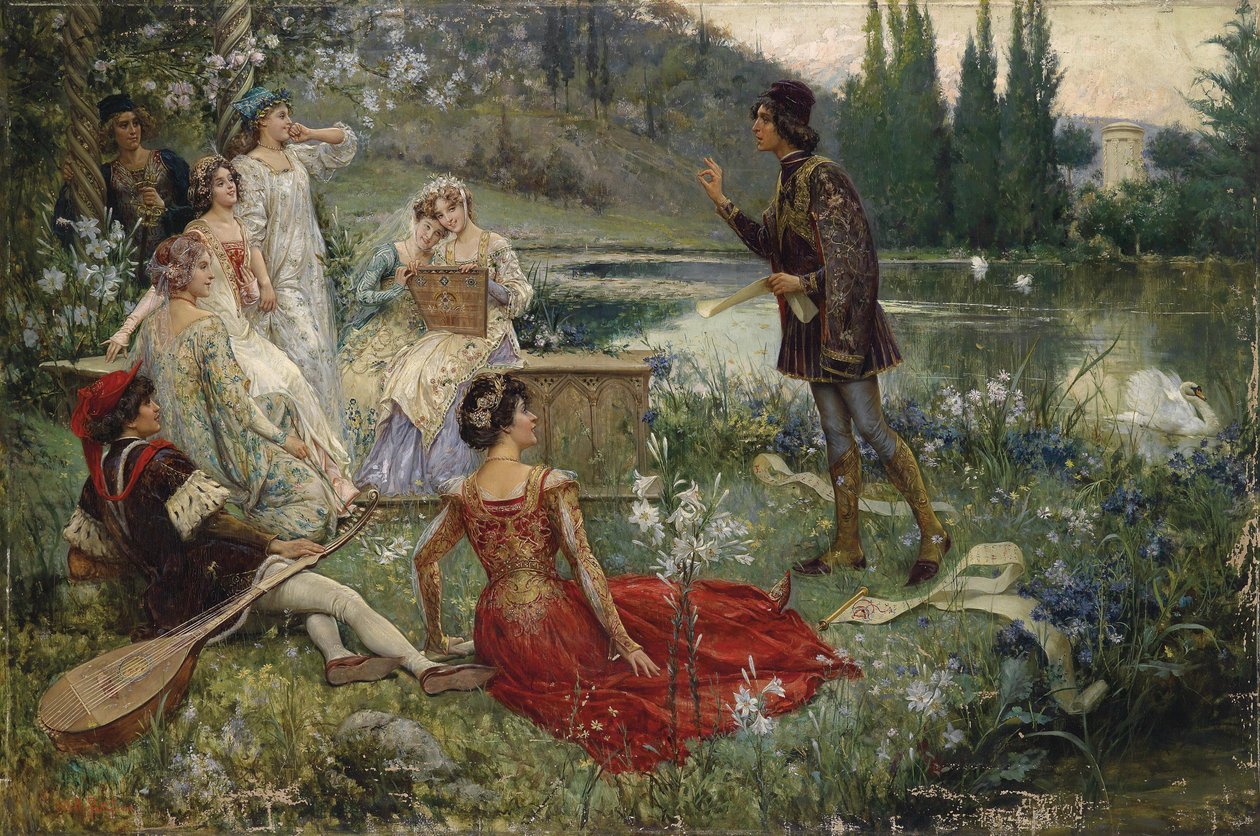Decameron par Salvatore Postiglione (1861-1906). Tuval üzerine yağlı boya, ebat: 100x151 by Salvatore Postiglione