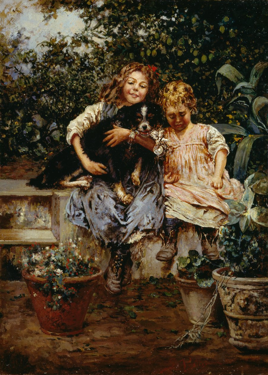 Üç arkadaş, Salvatore Postiglione (1861-1906), tuval üzerine yağlı boya, 53,5x38 cm by Salvatore Postiglione