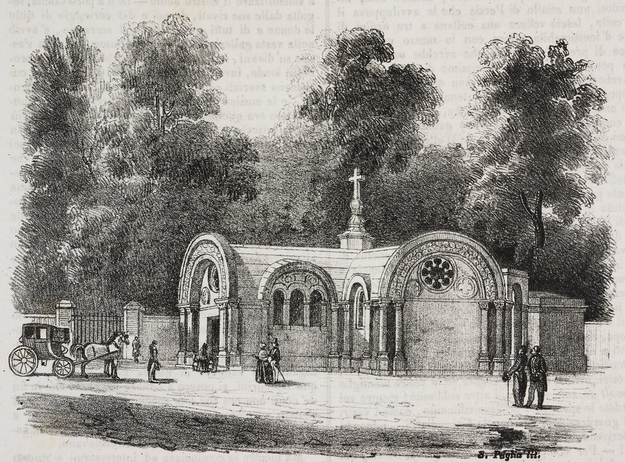 Chapel Royal of Saint Ferdinand, Sablonville, Fransa, Poliorama Pittoresco'dan Salvatore Puglia tarafından litografi, n 13, 4 Kasım by Salvatore Puglia