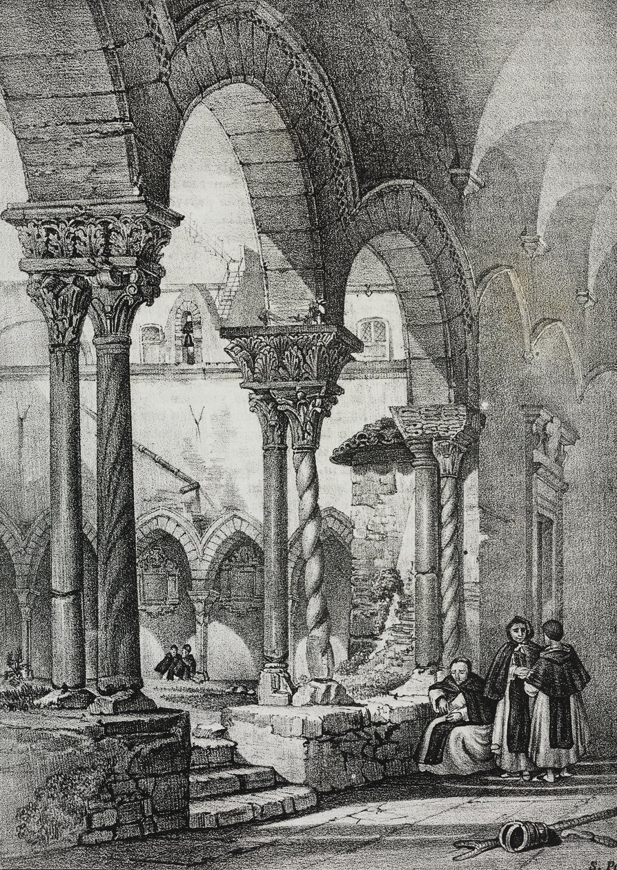 Cloister of Church of Saint Dominic, Palermo, Poliorama Pittoresco'dan Salvatore Puglia tarafından litografi, n 11, 23 Ekim by Salvatore Puglia