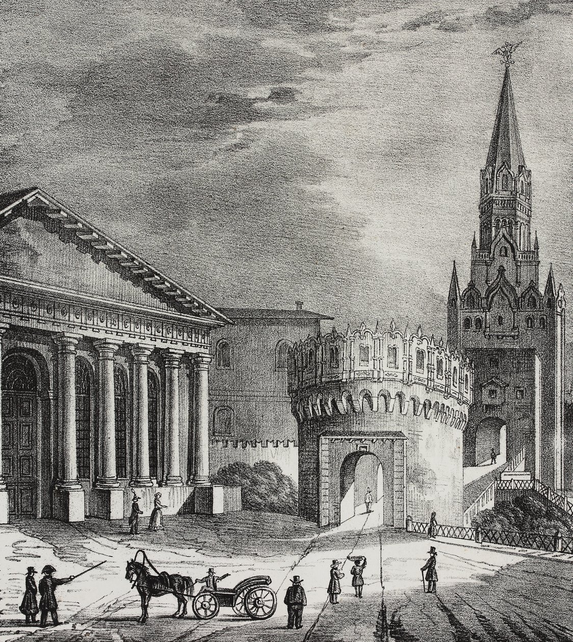 Troitskaya Kulesi Kapısı (Trinity Kulesi), Kremlin, Moskova, Rusya, Poliorama Pittoresco'dan Salvatore Puglia tarafından litografi, n 22, Ocak 7 by Salvatore Puglia