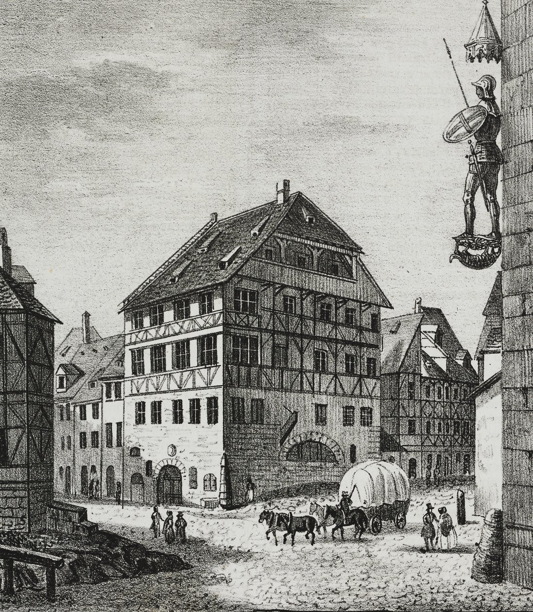 Albrecht Durer Evi (1471-1528), Nürnberg, Almanya, Poliorama Pittoresco'dan Salvatore Puglia tarafından litografi, n 31, 12 Mart by Salvatore Puglia