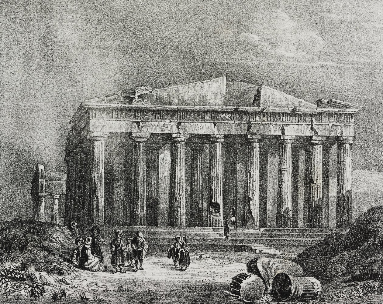Parthenon, Atina Akropolü, Yunanistan, Poliorama Pittoresco'dan Salvatore Puglia tarafından litografi, n 32, Mart 19 by Salvatore Puglia