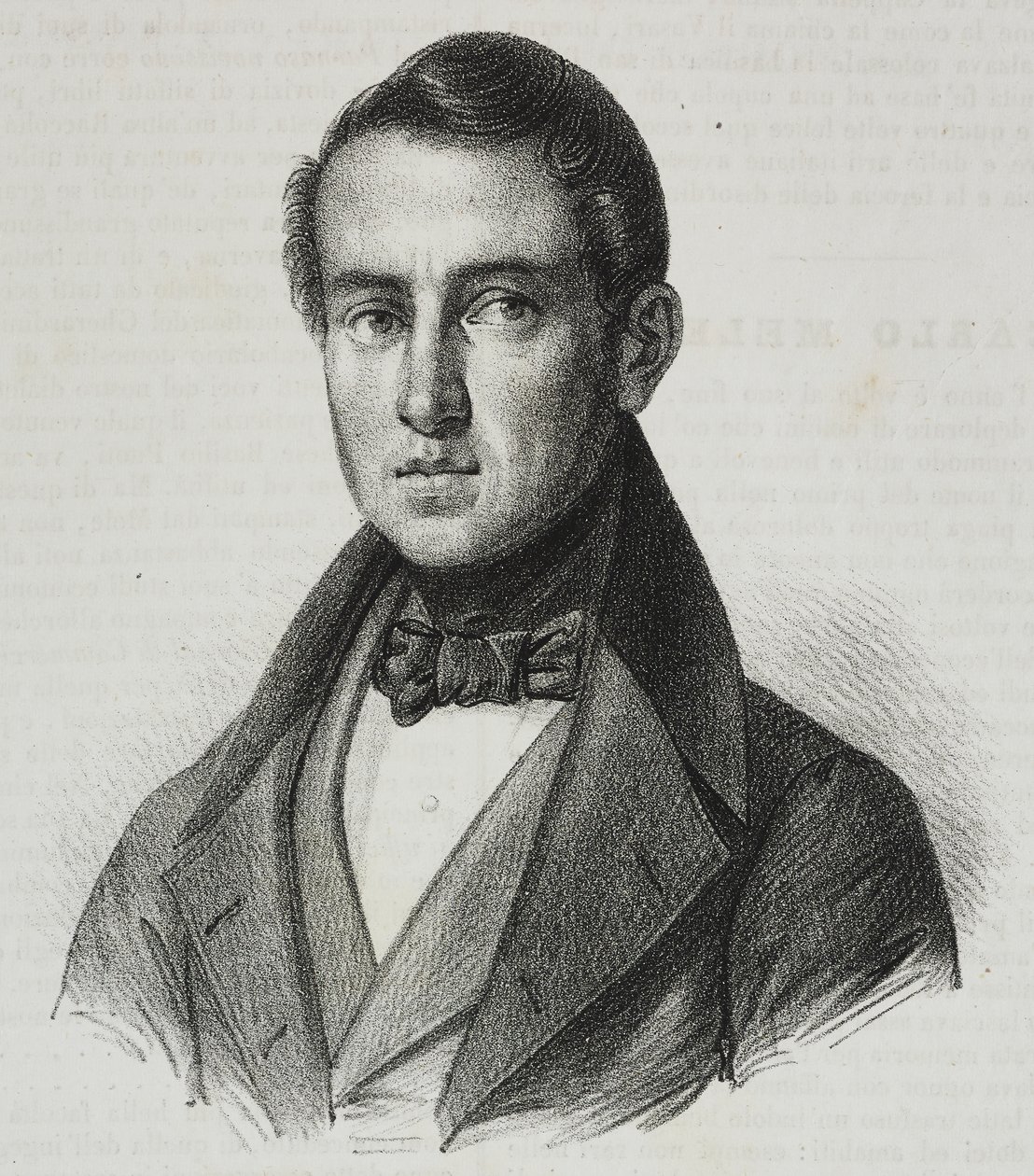 Carlo Mele'nin Portresi (1792-1841), Poliorama Pittoresco'dan Salvatore Puglia tarafından litografi, n 15, Kasım 20 by Salvatore Puglia