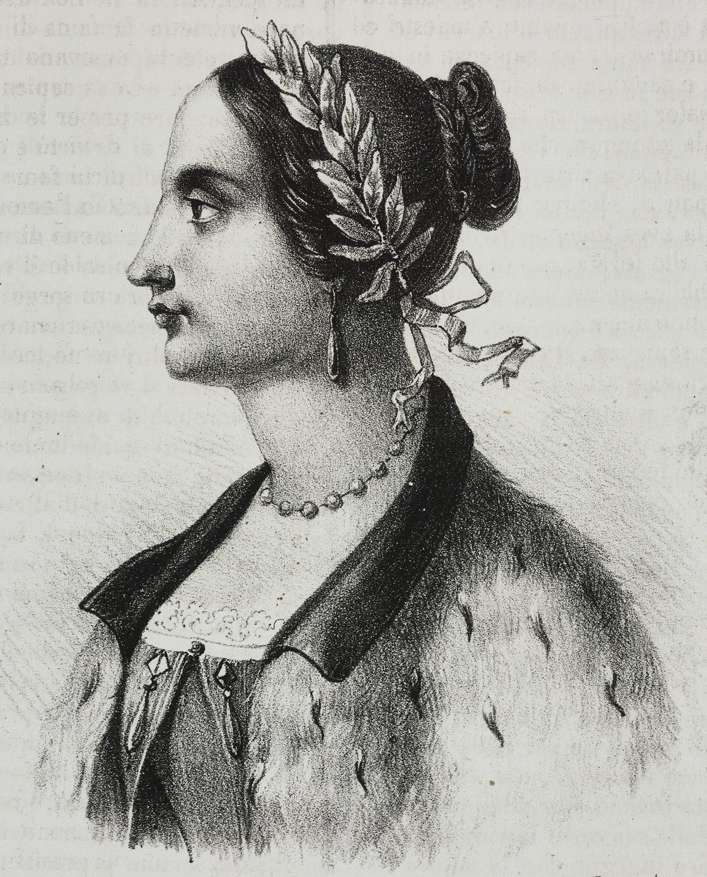 İtalyan fizikçi ve akademisyen Laura Bassi Veratti'nin (1711-1778) portresi, Poliorama Pittoresco'dan Salvatore Puglia'nın litografisi, n 4, 4 Eylül by Salvatore Puglia