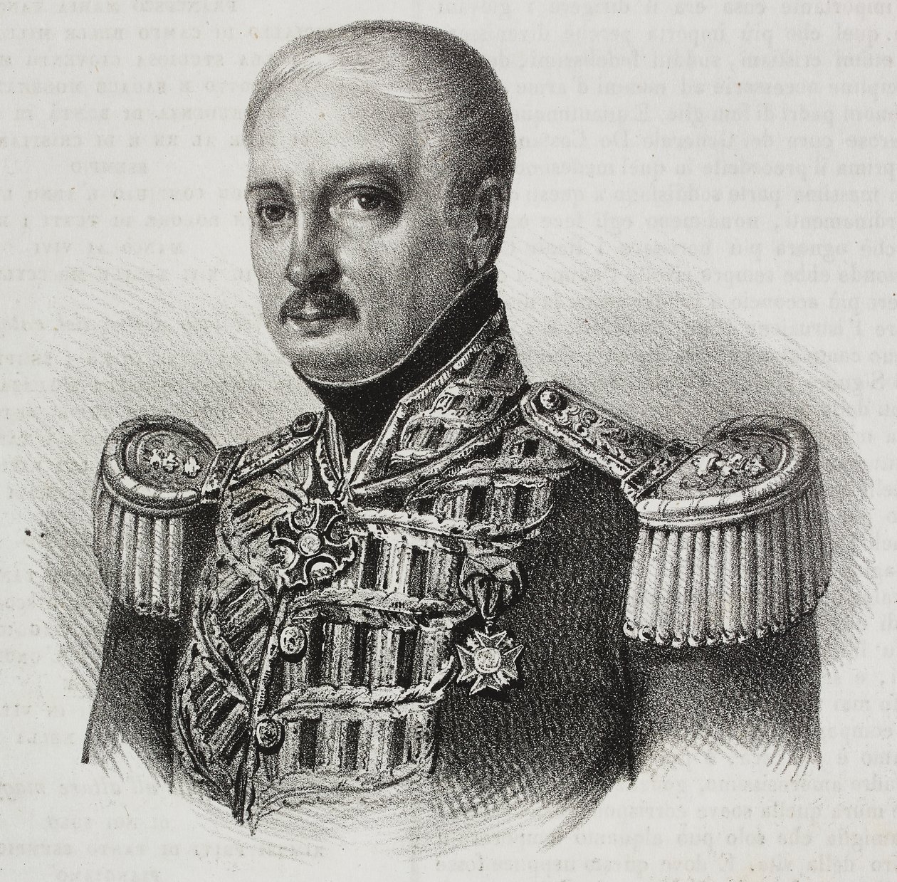 Mareşal Francesco Maria Tanchi'nin Portresi (1773-1843), Poliorama Pittoresco'dan Salvatore Puglia tarafından litografi, n 46, 24 Haziran by Salvatore Puglia