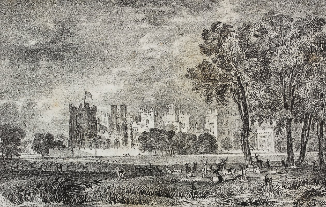 Raby Castle, Durham, İngiltere, Birleşik Krallık, Poliorama Pittoresco'dan Salvatore Puglia tarafından litografi, n 42, 27 Mayıs by Salvatore Puglia