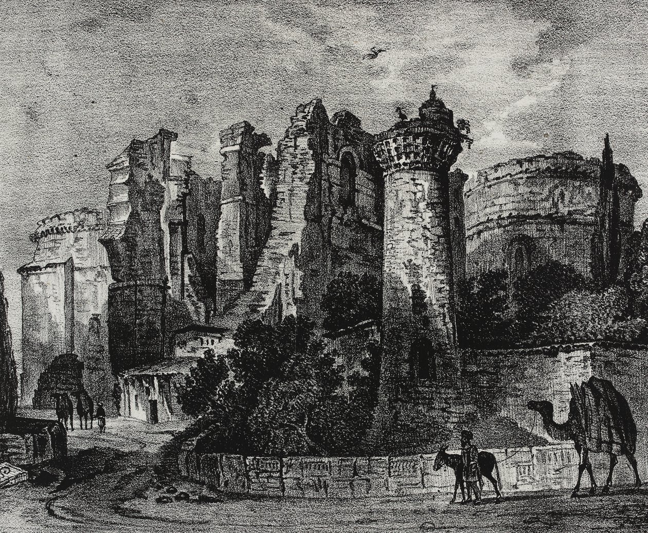 Türkiye, Bergama'daki St John kilisesinin kalıntıları, Poliorama Pittoresco'dan Salvatore Puglia tarafından litografi, n 13, 5 Kasım by Salvatore Puglia