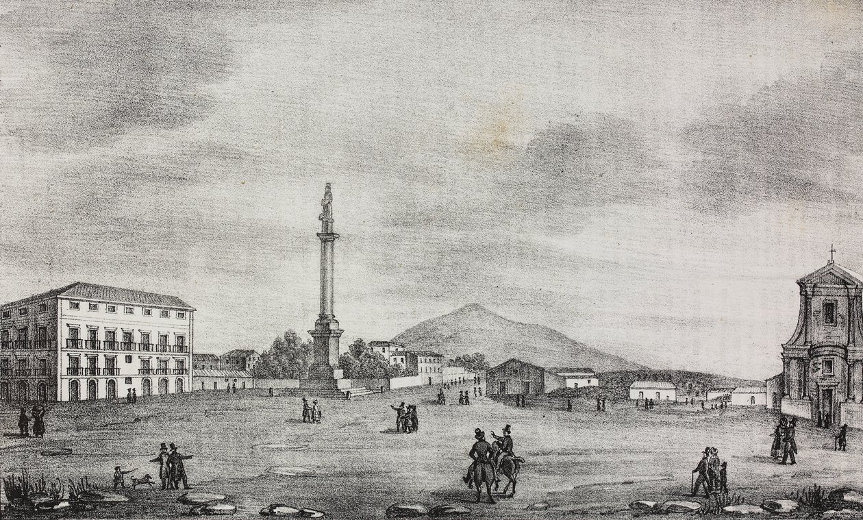 Catania'daki Heykeller Meydanı, Sicilya, İtalya, Poliorama Pittoresco'dan Salvatore Puglia tarafından litografi, n 15, 19 Kasım by Salvatore Puglia