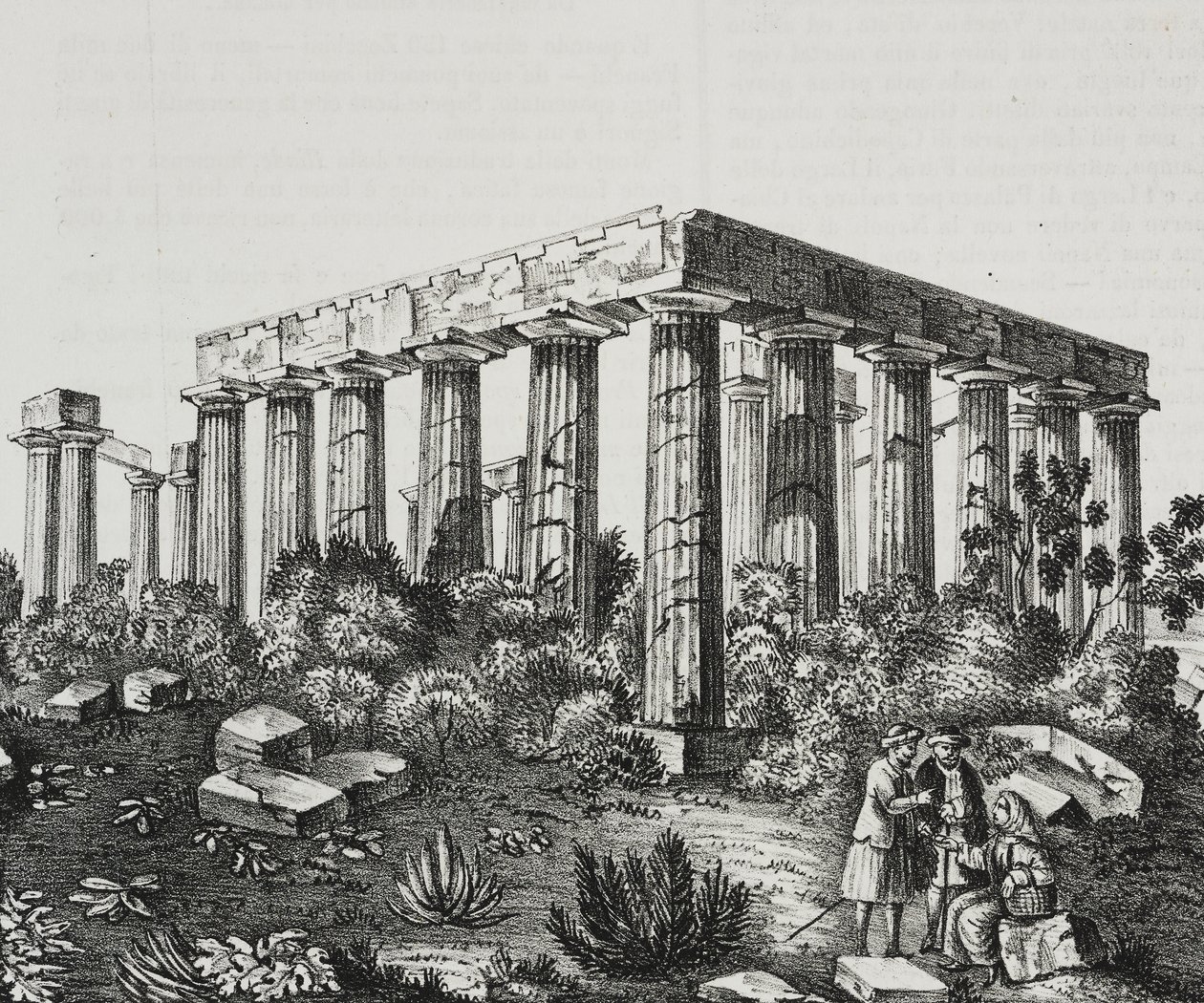 Panellenius Dağı'ndaki Apollon Tapınağı, Yunanistan, Poliorama Pittoresco'dan Salvatore Puglia'nın litografisi, n 40, 14 Mayıs by Salvatore Puglia