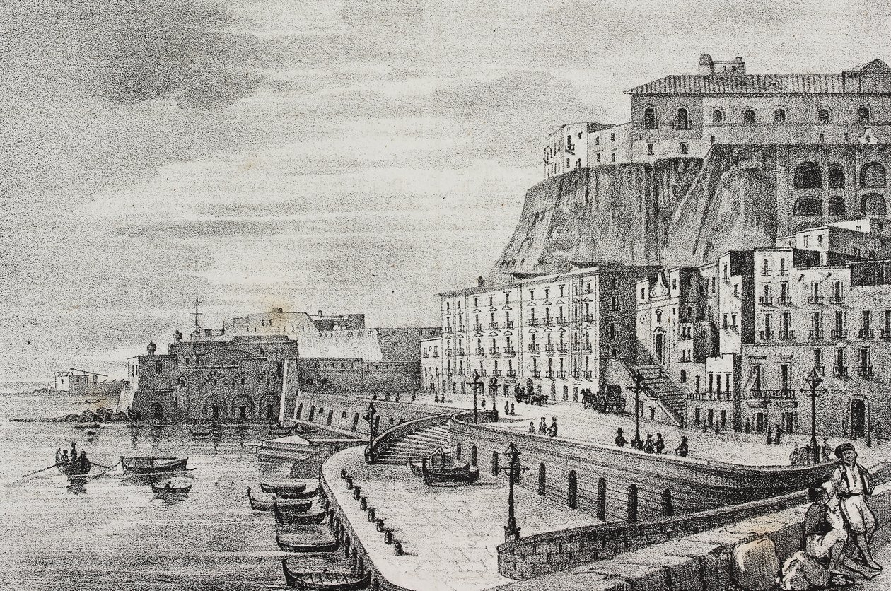 Borgo Santa Lucia'nın görünümü, Napoli, Campania, İtalya, Poliorama Pittoresco'dan Salvatore Puglia tarafından litografi, n 36, 15 Nisan by Salvatore Puglia