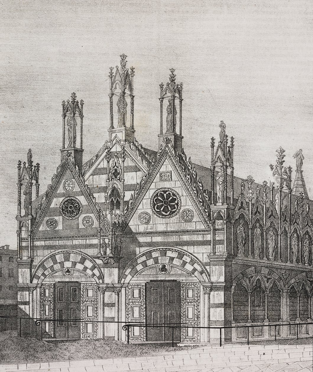 Pisa, Toskana, İtalya'daki Santa Maria della Spina Kilisesi'nin görünümü, Poliorama Pittoresco'dan Salvatore Puglia tarafından litografi, n 34, Mart 29 by Salvatore Puglia