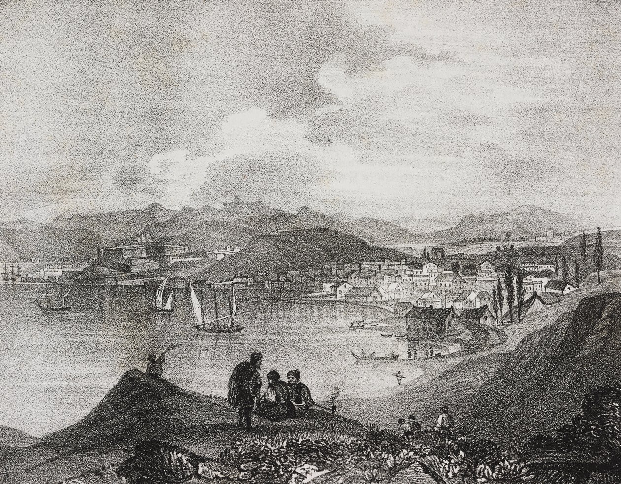 Oliveto Dağı'ndan Korfu manzarası, İyon Adaları, Yunanistan, Poliorama Pittoresco'dan Salvatore Puglia'nın litografisi, n 25, 25 Ocak by Salvatore Puglia